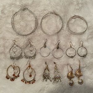 10 pairs of pierced earrings